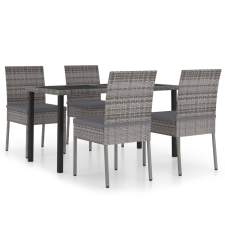 vidaXL 5 részes szürke polyrattan kerti étkezőgarnitúra (3065701) kerti bútor