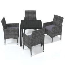 vidaXL 5 részes szürke polyrattan kerti étkezőgarnitúra párnákkal (3095022) kerti bútor