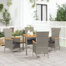 vidaXL 5 részes szürke polyrattan kerti étkezőgarnitúra párnával kerti bútor