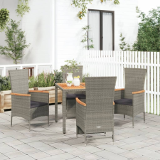 vidaXL 5 részes szürke polyrattan kerti étkezőgarnitúra párnával kerti bútor