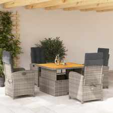 vidaXL 5 részes szürke polyrattan kerti étkezőgarnitúra párnával kerti bútor