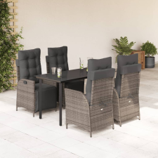vidaXL 5 részes szürke polyrattan kerti étkezőgarnitúra párnával kerti bútor