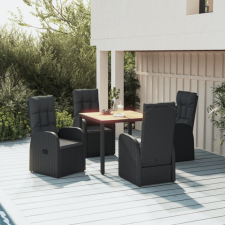 vidaXL 5 részes szürke polyrattan kerti étkezőgarnitúra párnával kerti bútor