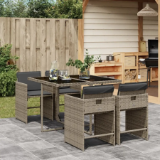 vidaXL 5 részes szürke polyrattan kerti étkezőgarnitúra párnával kerti bútor