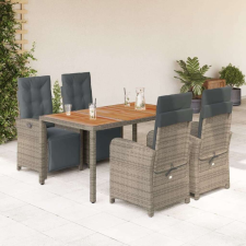 vidaXL 5 részes szürke polyrattan kerti étkezőgarnitúra párnával kerti bútor
