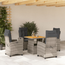 vidaXL 5 részes szürke polyrattan kerti étkezőgarnitúra párnával kerti bútor