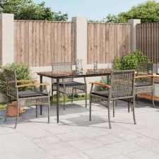 vidaXL 5 részes szürke polyrattan kerti étkezőgarnitúra párnával kerti bútor