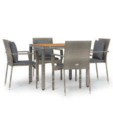 vidaXL 5 részes szürke polyrattan kerti étkezőgarnitúra párnával (3184970) kerti bútor
