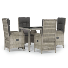 vidaXL 5 részes szürke polyrattan kerti étkezőgarnitúra párnával (3185035) kerti bútor