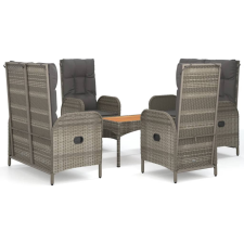 vidaXL 5 részes szürke polyrattan kerti étkezőgarnitúra párnával (3185087) kerti bútor