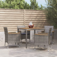 vidaXL 5 részes szürke polyrattan kerti étkezőgarnitúra párnával (3187365) kerti bútor