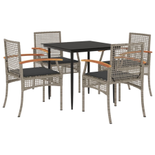 vidaXL 5 részes szürke polyrattan kerti étkezőgarnitúra párnával (3213611) kerti bútor
