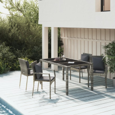 vidaXL 5 részes szürke polyrattan kerti ülőgarnitúra párnákkal kerti bútor
