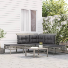 vidaXL 5 részes szürke polyrattan kerti ülőgarnitúra párnákkal kerti bútor