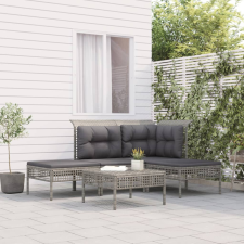 vidaXL 5 részes szürke polyrattan kerti ülőgarnitúra párnákkal kerti bútor