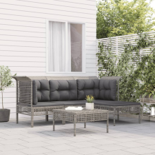 vidaXL 5 részes szürke polyrattan kerti ülőgarnitúra párnákkal kerti bútor