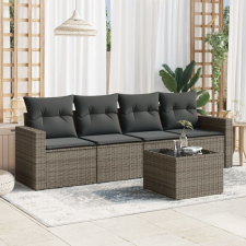 vidaXL 5 részes szürke polyrattan kerti ülőgarnitúra párnákkal kerti bútor