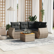 vidaXL 5 részes szürke polyrattan kerti ülőgarnitúra párnákkal kerti bútor