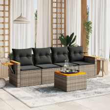 vidaXL 5 részes szürke polyrattan kerti ülőgarnitúra párnákkal kerti bútor