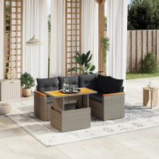 vidaXL 5 részes szürke polyrattan kerti ülőgarnitúra párnákkal kerti bútor