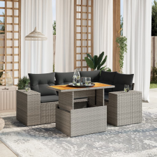 vidaXL 5 részes szürke polyrattan kerti ülőgarnitúra párnákkal kerti bútor