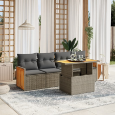 vidaXL 5 részes szürke polyrattan kerti ülőgarnitúra párnákkal kerti bútor