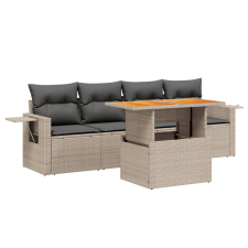 vidaXL 5 részes szürke polyrattan kerti ülőgarnitúra párnákkal kerti bútor