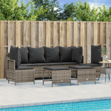 vidaXL 5 részes szürke polyrattan kerti ülőgarnitúra párnákkal kerti bútor