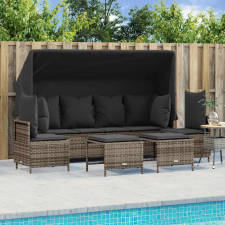 vidaXL 5 részes szürke polyrattan kerti ülőgarnitúra párnákkal kerti bútor