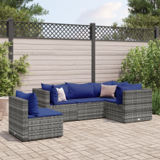 vidaXL 5 részes szürke polyrattan kerti ülőgarnitúra párnákkal kerti bútor