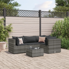 vidaXL 5 részes szürke polyrattan kerti ülőgarnitúra párnákkal kerti bútor