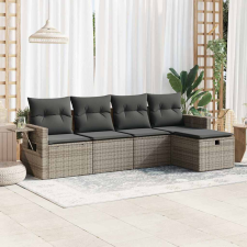 vidaXL 5 részes szürke polyrattan kerti ülőgarnitúra párnákkal kerti bútor