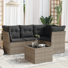 vidaXL 5 részes szürke polyrattan kerti ülőgarnitúra párnákkal kerti bútor