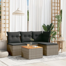 vidaXL 5 részes szürke polyrattan kerti ülőgarnitúra párnákkal kerti bútor