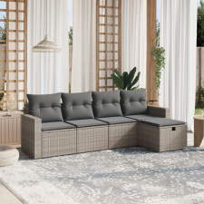 vidaXL 5 részes szürke polyrattan kerti ülőgarnitúra párnákkal kerti bútor