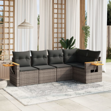 vidaXL 5 részes szürke polyrattan kerti ülőgarnitúra párnákkal kerti bútor