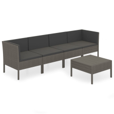 vidaXL 5 részes szürke polyrattan kerti ülőgarnitúra párnákkal (3094338) kerti bútor
