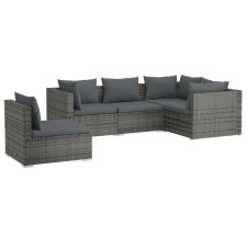 vidaXL 5 részes szürke polyrattan kerti ülőgarnitúra párnákkal (3102317) kerti bútor