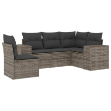 vidaXL 5 részes szürke polyrattan kerti ülőgarnitúra párnákkal (3222569) kerti bútor