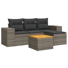 vidaXL 5 részes szürke polyrattan kerti ülőgarnitúra párnákkal (3225416) kerti bútor