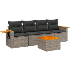 vidaXL 5 részes szürke polyrattan kerti ülőgarnitúra párnákkal (3226620) kerti bútor