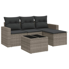 vidaXL 5 részes szürke polyrattan kerti ülőgarnitúra párnákkal (3251217) kerti bútor