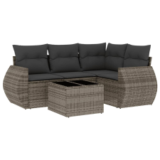 vidaXL 5 részes szürke polyrattan kerti ülőgarnitúra párnákkal (3253657) kerti bútor