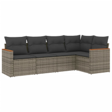 vidaXL 5 részes szürke polyrattan kerti ülőgarnitúra párnákkal (3258350) kerti bútor
