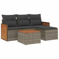 vidaXL 5 részes szürke polyrattan kerti ülőgarnitúra párnákkal (3259995) kerti bútor