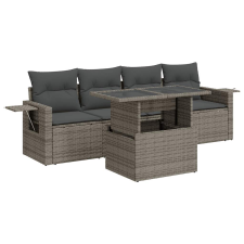 vidaXL 5 részes szürke polyrattan kerti ülőgarnitúra párnákkal (3326401) kerti bútor