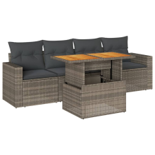 vidaXL 5 részes szürke polyrattan kerti ülőgarnitúra párnákkal (3326986) kerti bútor