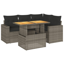 vidaXL 5 részes szürke polyrattan kerti ülőgarnitúra párnákkal (3327035) kerti bútor