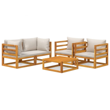 vidaXL 5-részes tömör fa kerti ülőgarnitúra világosszürke párnákkal (3155285) kerti bútor