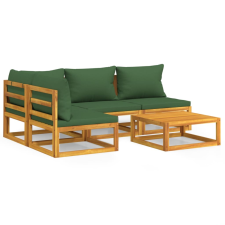 vidaXL 5-részes tömör fa kerti ülőgarnitúra zöld párnákkal (3155333) kerti bútor